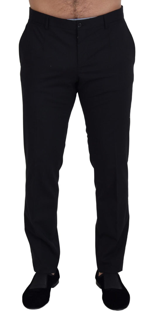 Dolce & Gabbana Black Wool Chino Formal Pants