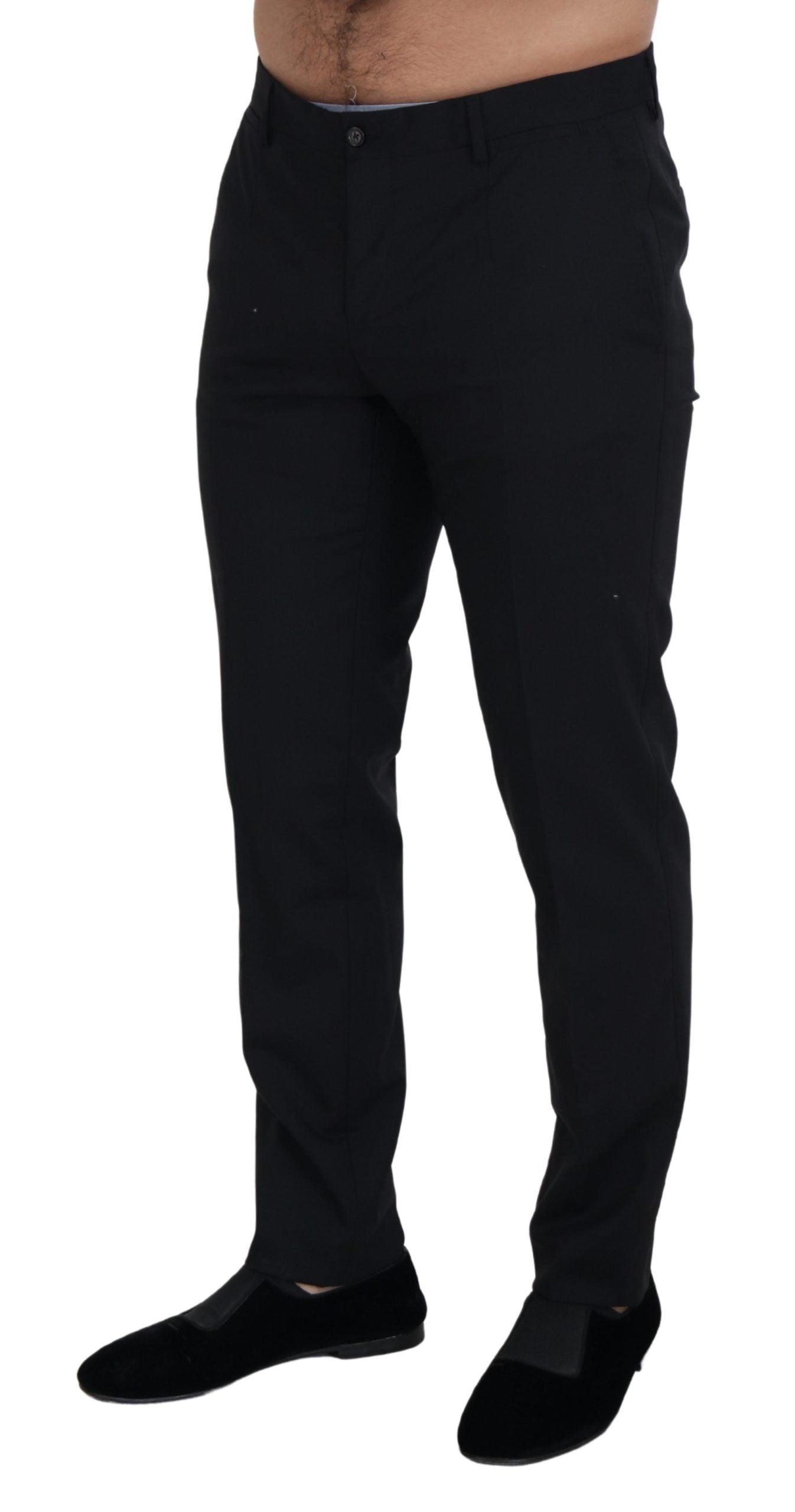 Dolce & Gabbana Black Wool Chino Formal Pants