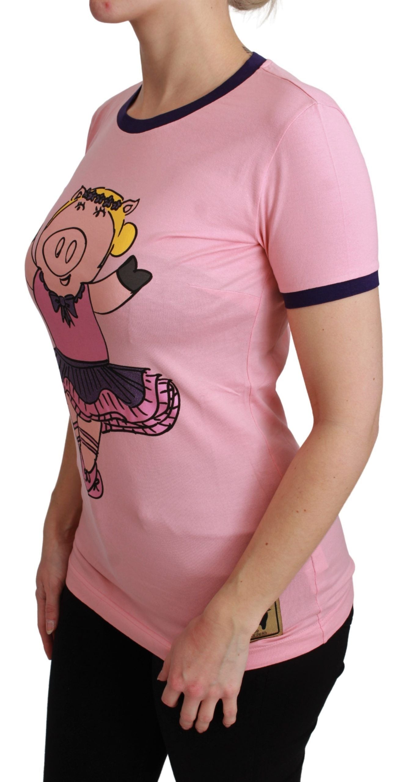 Dolce & Gabbana Pink YEAR OF THE PIG Top Cotton T-shirt