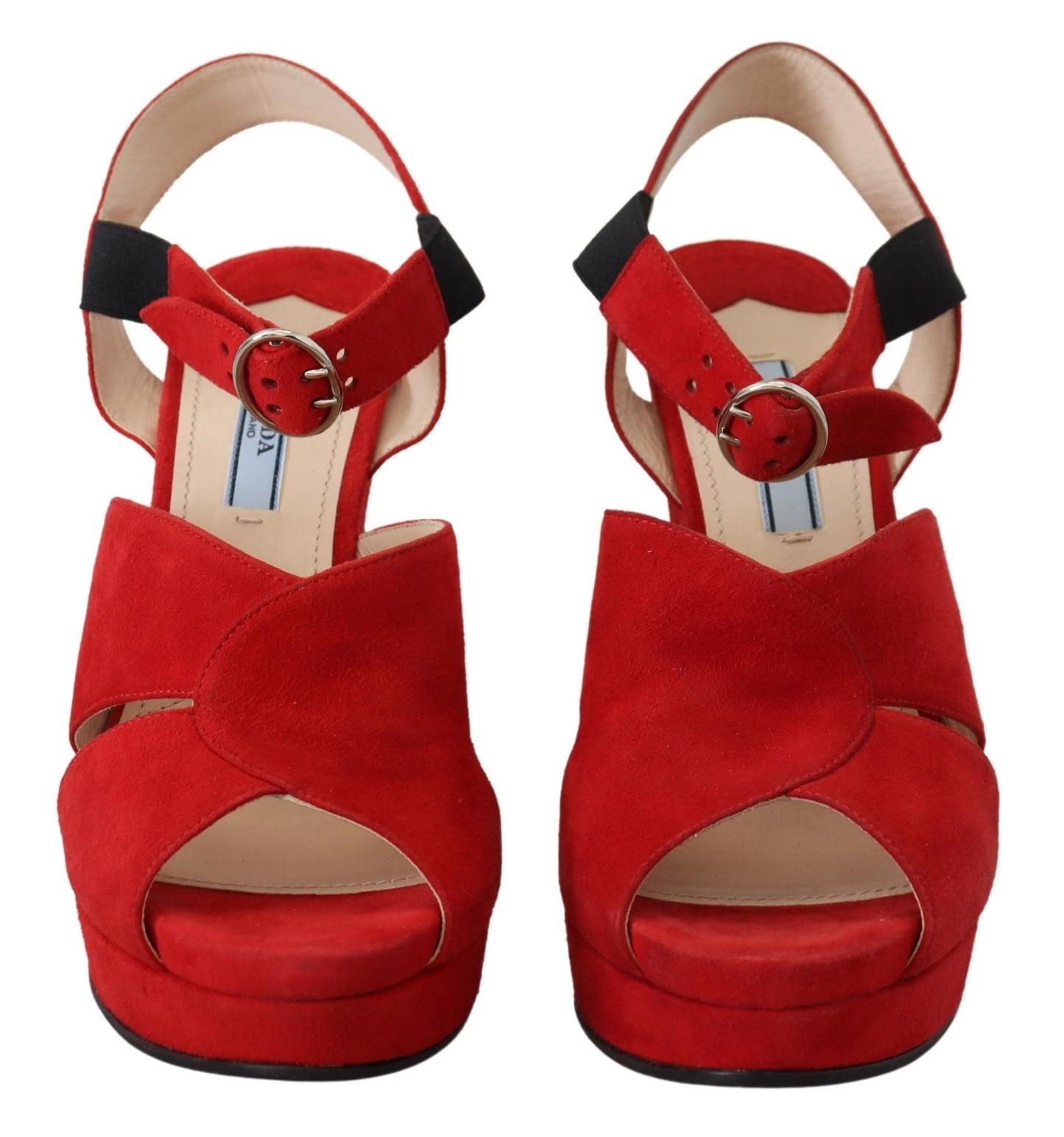 Prada Radiant Red Suede Ankle Strap Sandals