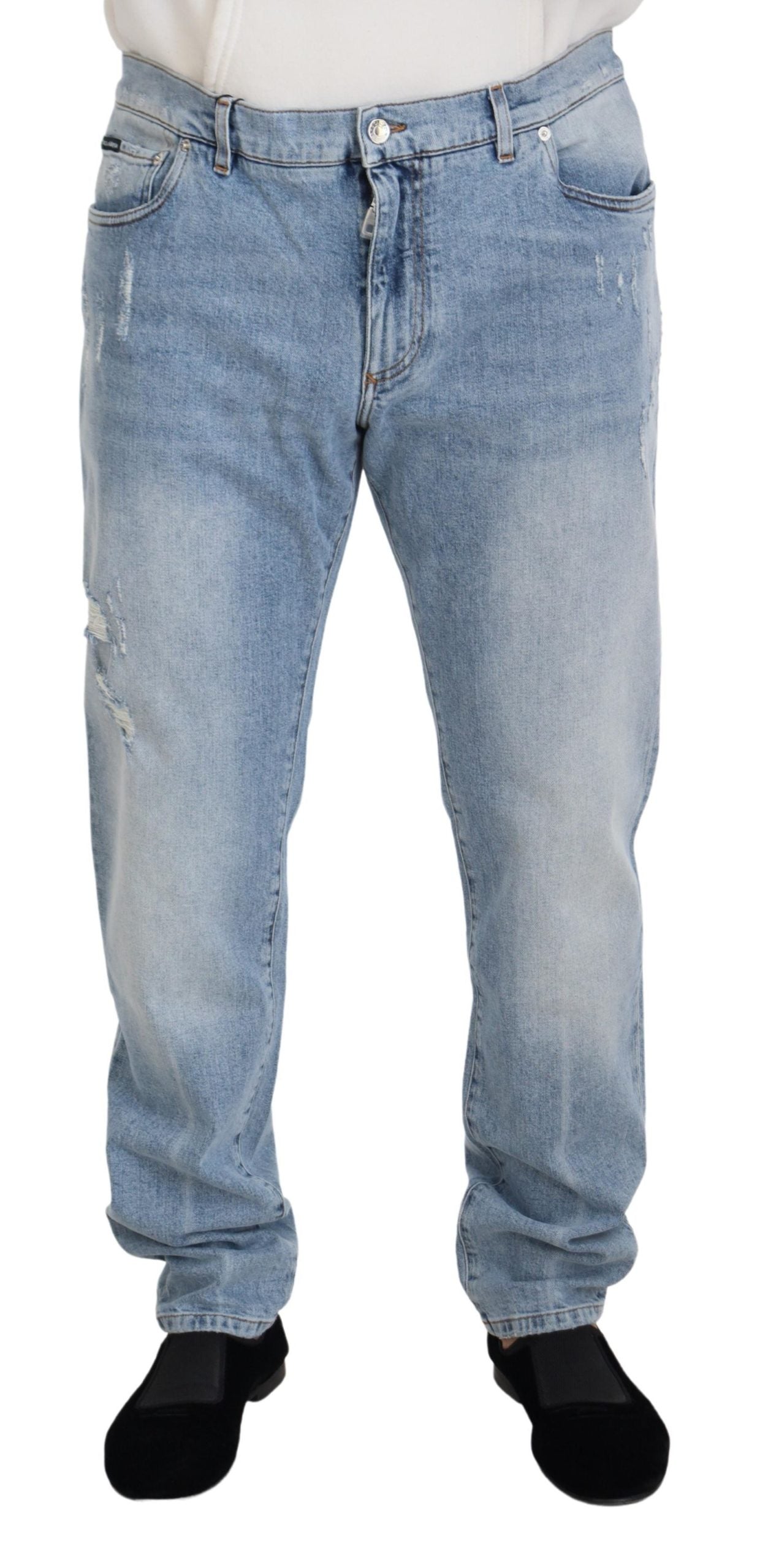 Dolce & Gabbana Light Blue Washed Cotton Denim Jeans