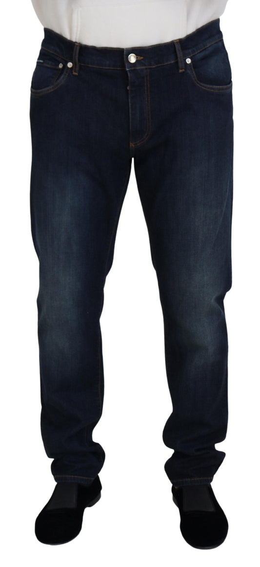 Dolce & Gabbana Blue Cotton Straight Fit Casual Denim Jeans