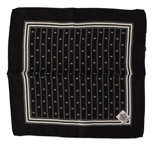 Dolce & Gabbana Black Patterned Silk Square Handkerchief Scarf