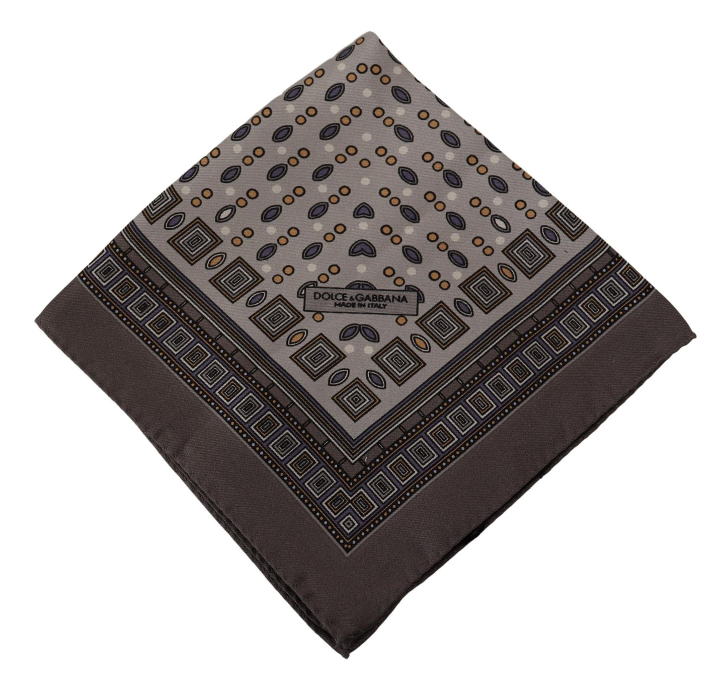 Dolce & Gabbana Brown Silk Pocket Square Handkerchief Scarf