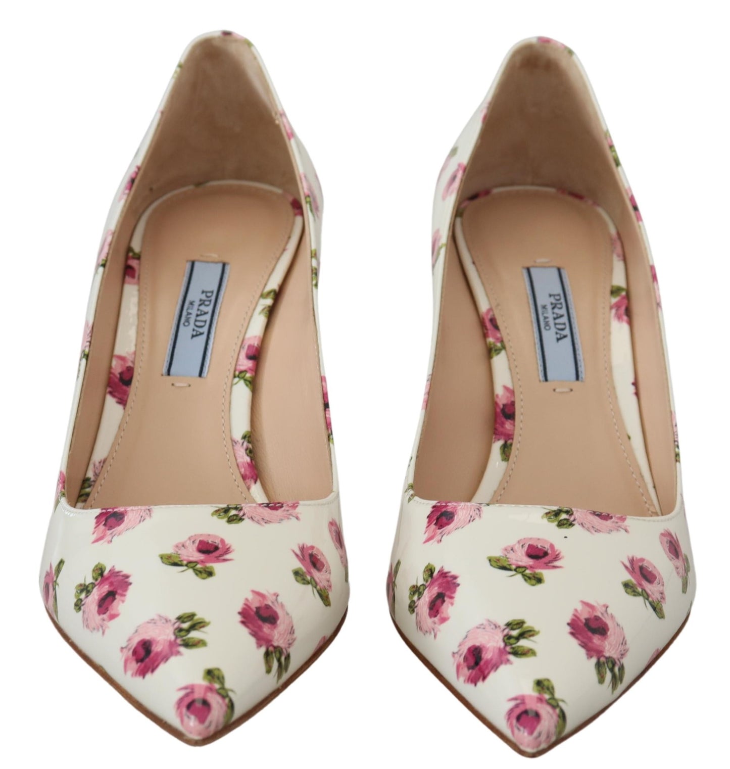 Prada Elegant Floral Print Leather Heels