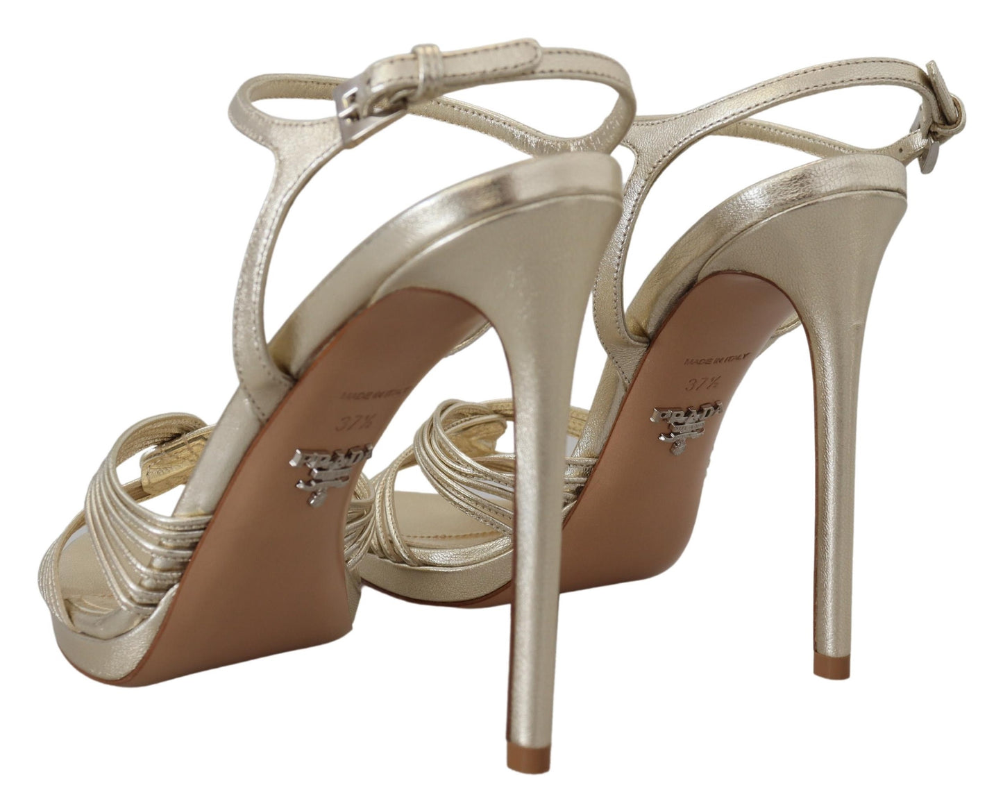 Prada Elegant Gold Stiletto Heel Sandals