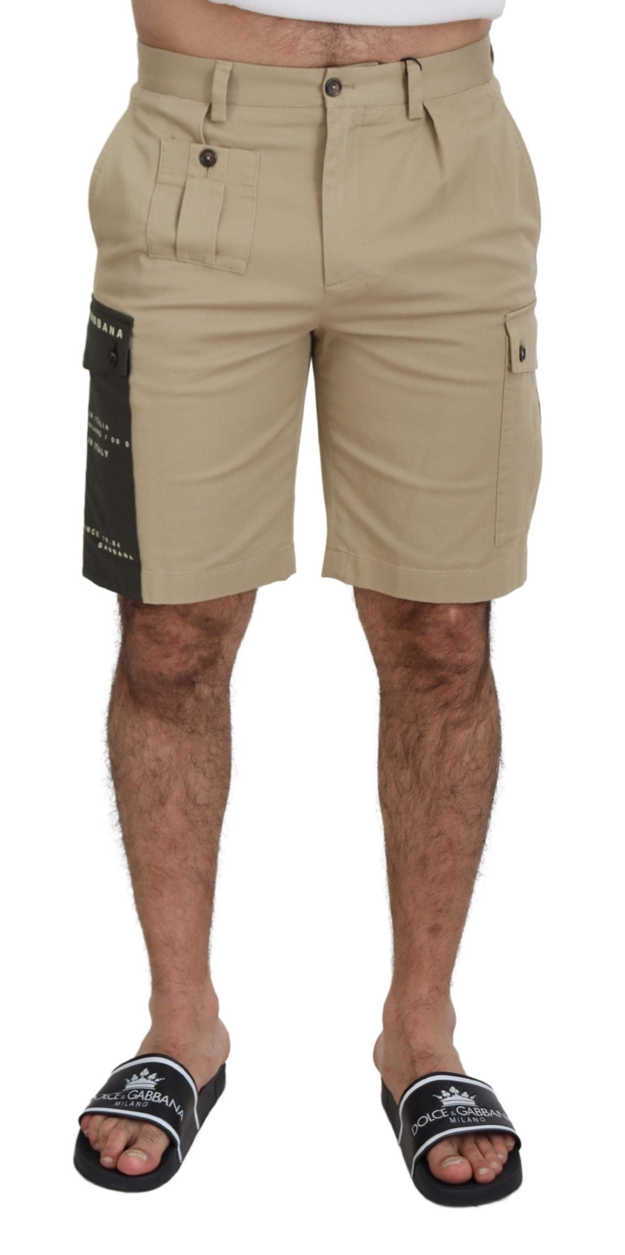 Dolce & Gabbana Beige Cotton Cargo Bermuda Shorts