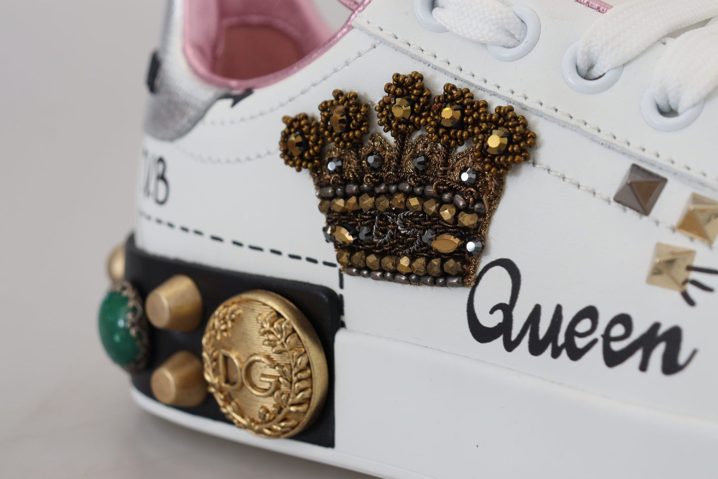 Dolce & Gabbana Queen Crown Chic Leather Sneakers