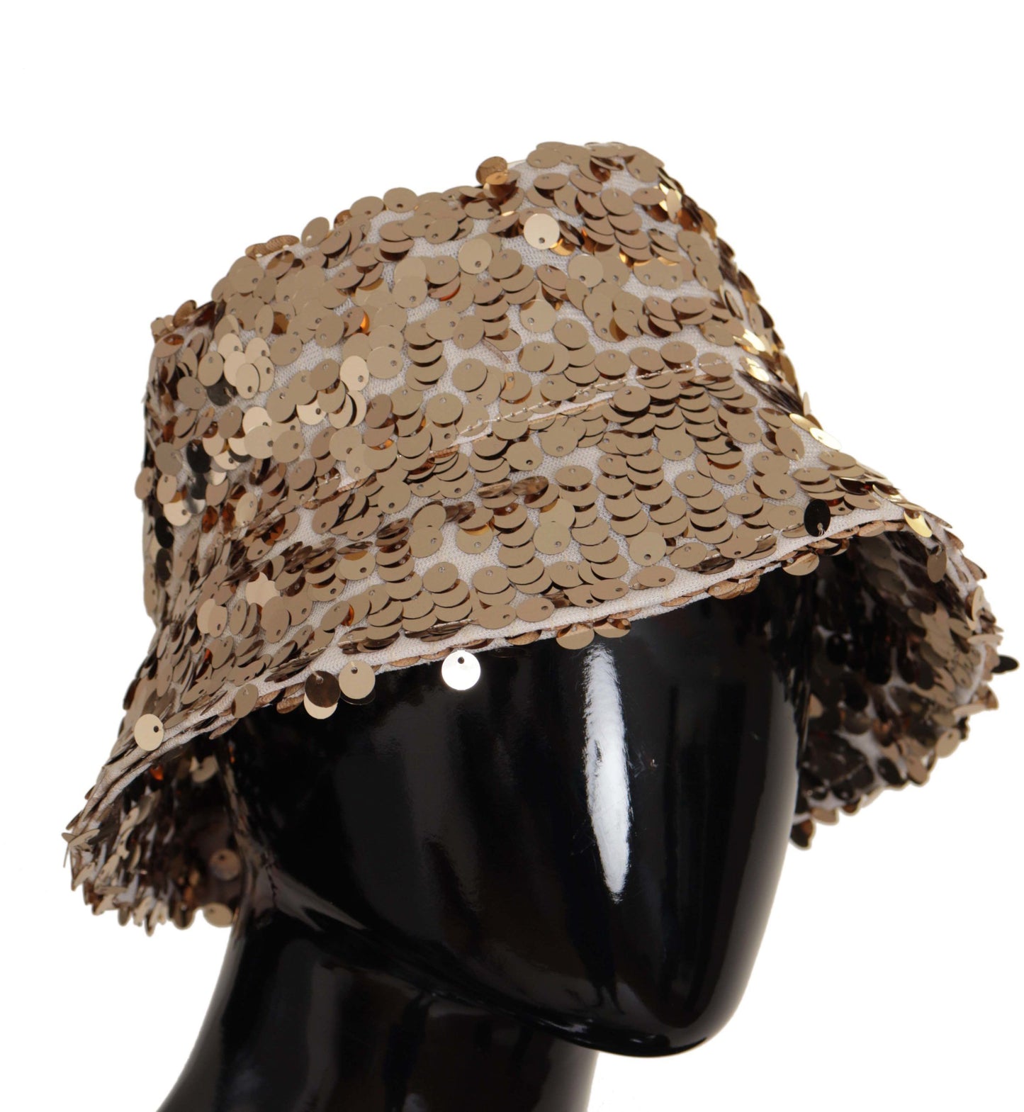 Dolce & Gabbana Elegant Sequined Gold Bucket Hat