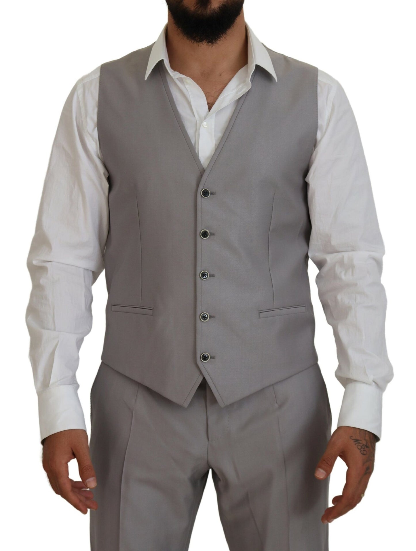 Dolce & Gabbana Elegant Silver Slim Fit Three-Piece Suit