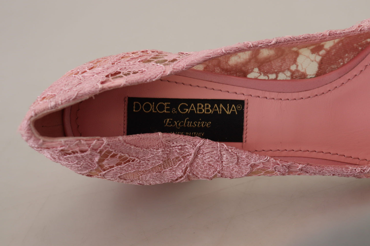 Dolce & Gabbana Pastel Pink Lace Crystal Embellished Pumps