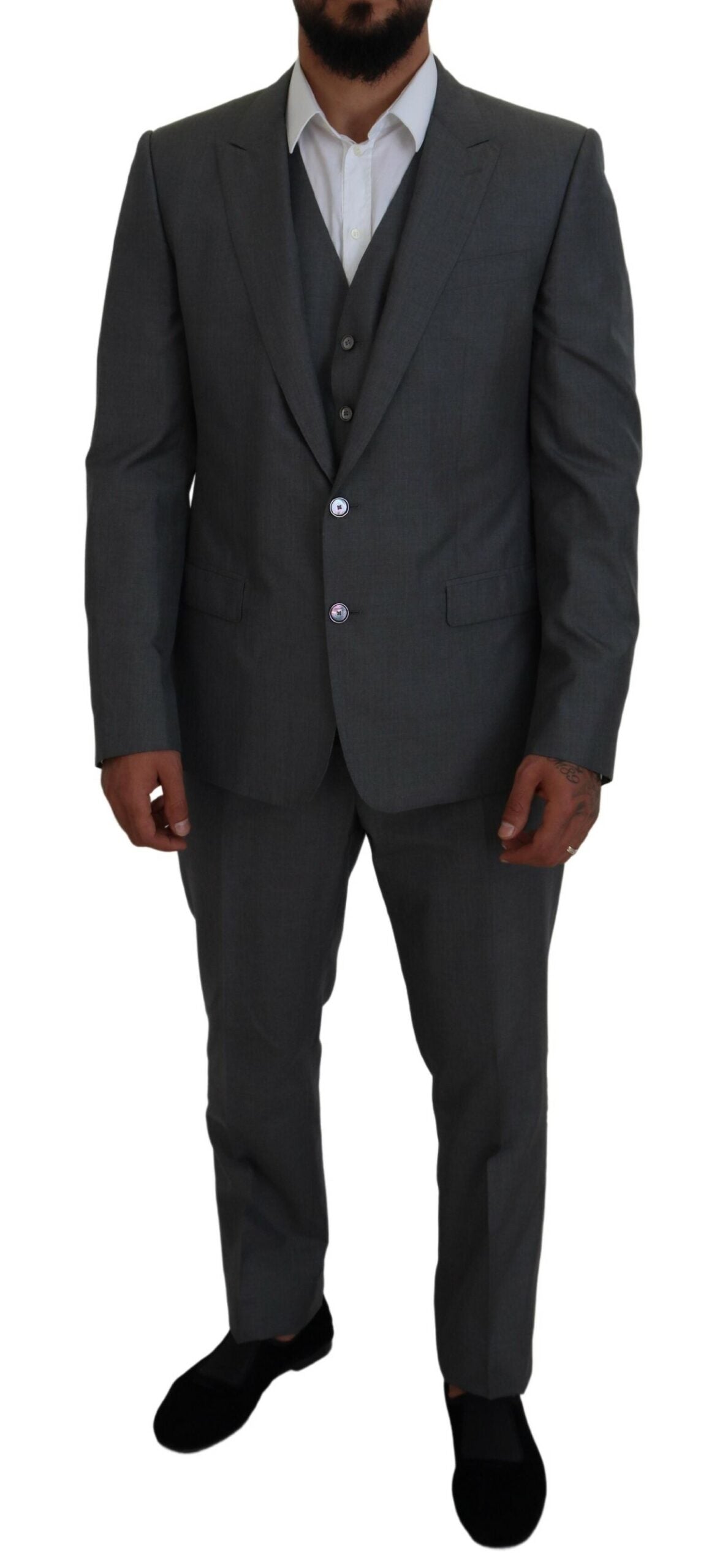 Dolce & Gabbana Sleek Silver Martini Slim Fit Three-Piece Suit