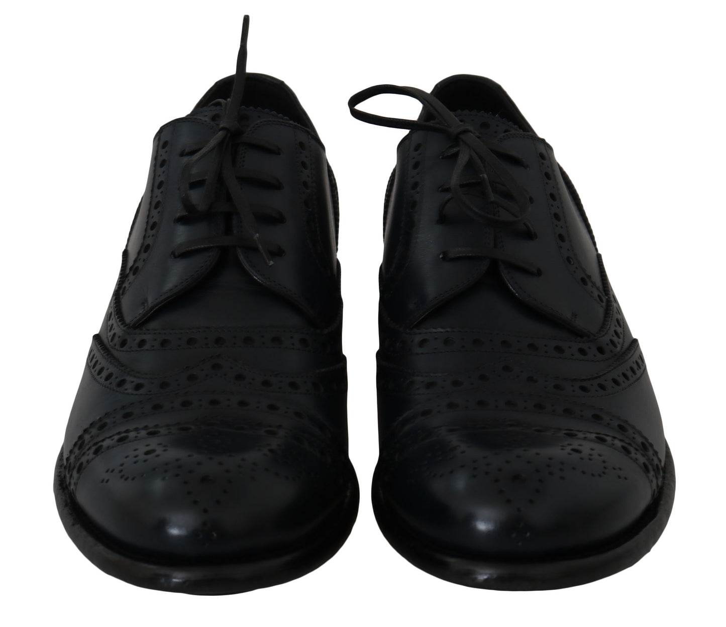 Dolce & Gabbana Dark Blue Leather Wingtip Oxford Dress Shoes