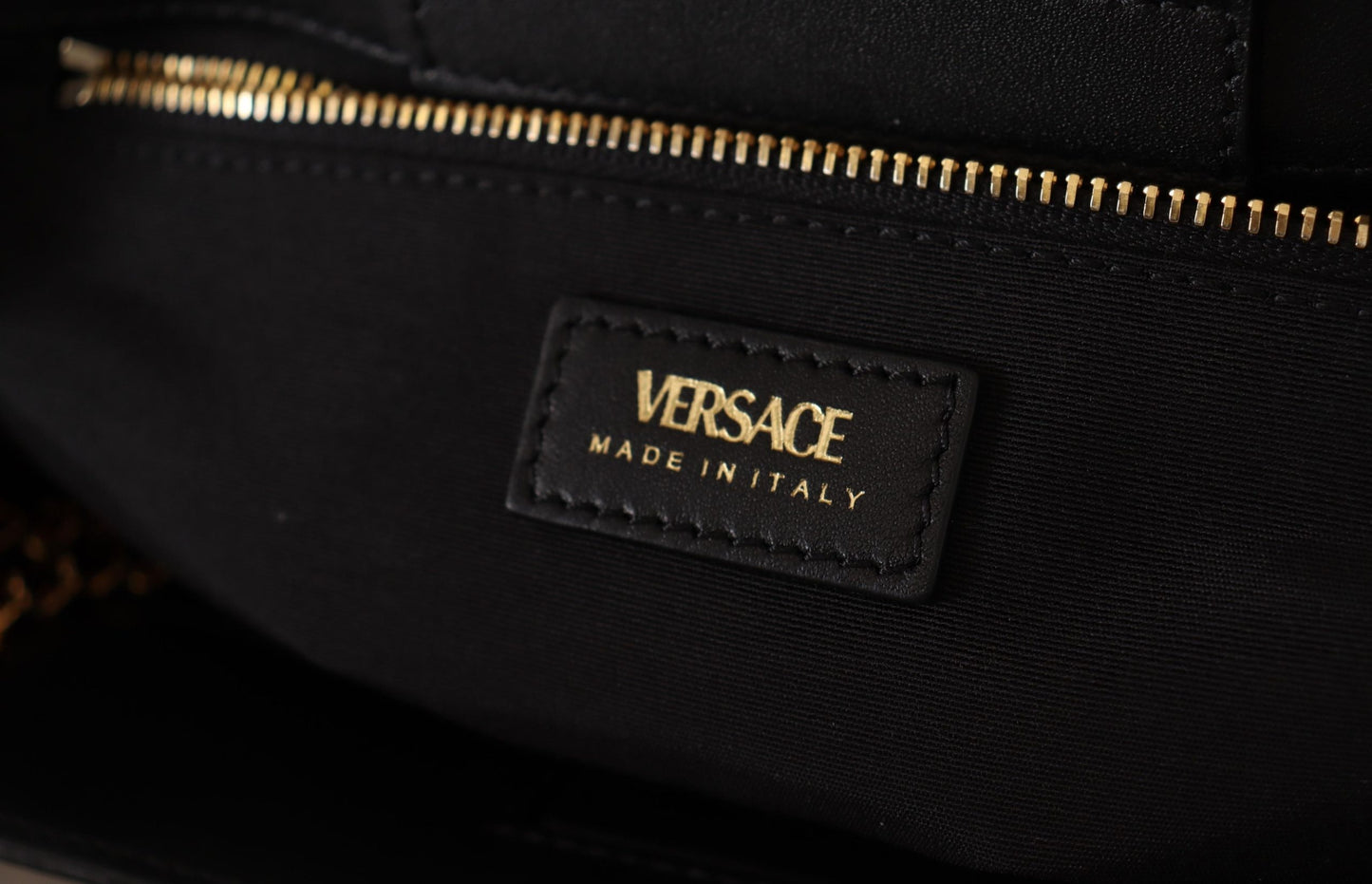 Versace Black Nappa Leather Medusa Large Tote Bag