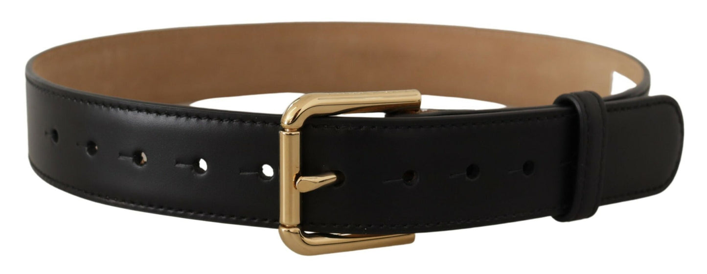 Dolce & Gabbana Elegant Leather Belt with Logo Buckle