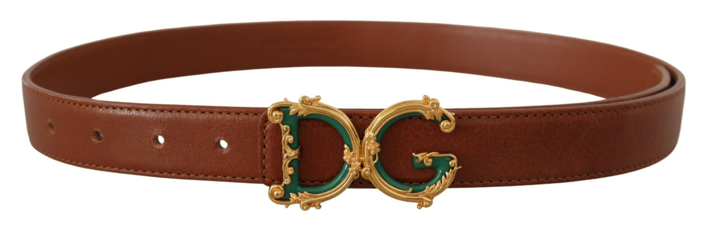 Dolce & Gabbana Elegant Leather Belt with Logo Buckle