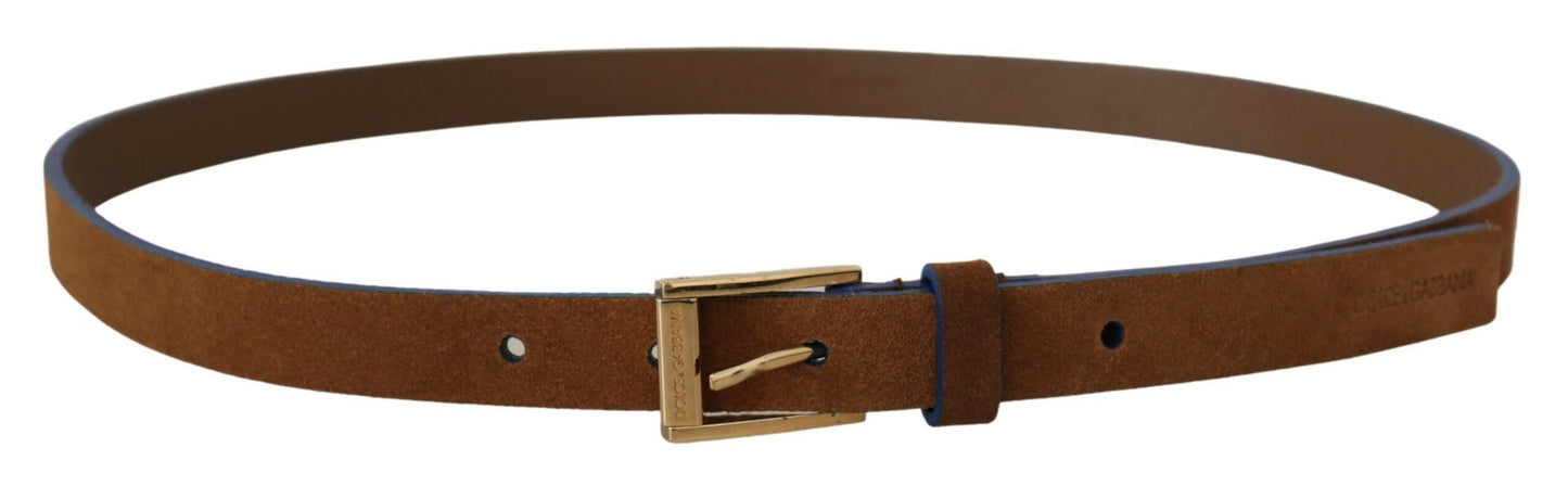 Dolce & Gabbana Elegant Suede Leather Belt with Logo Engraved Buckle