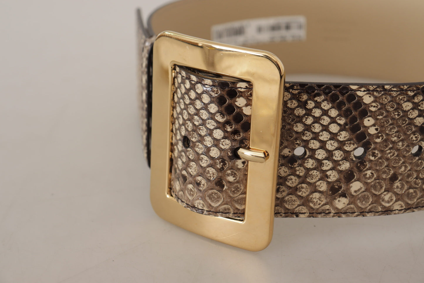 Dolce & Gabbana Brown Exotic Wide Waist Leather Gold Metal Buckle Belt