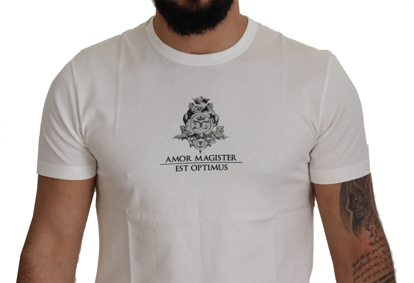 Dolce & Gabbana White Logo Cotton Amor Magister T-shirt