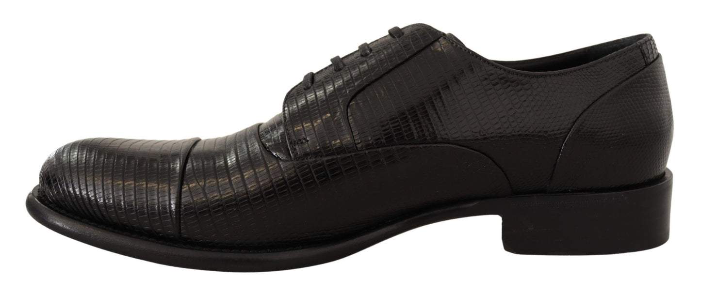 Dolce & Gabbana Elegant Black Lizard Skin Derby Shoes