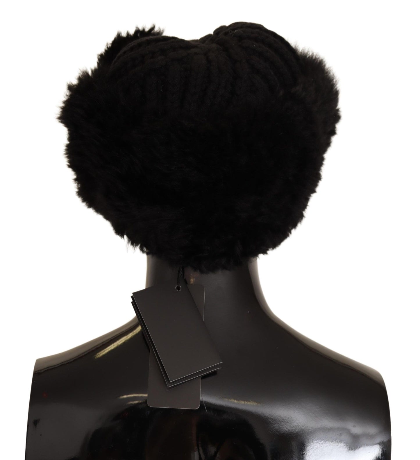 Dolce & Gabbana Black Cashmere Fur Women Beanie Women Hat