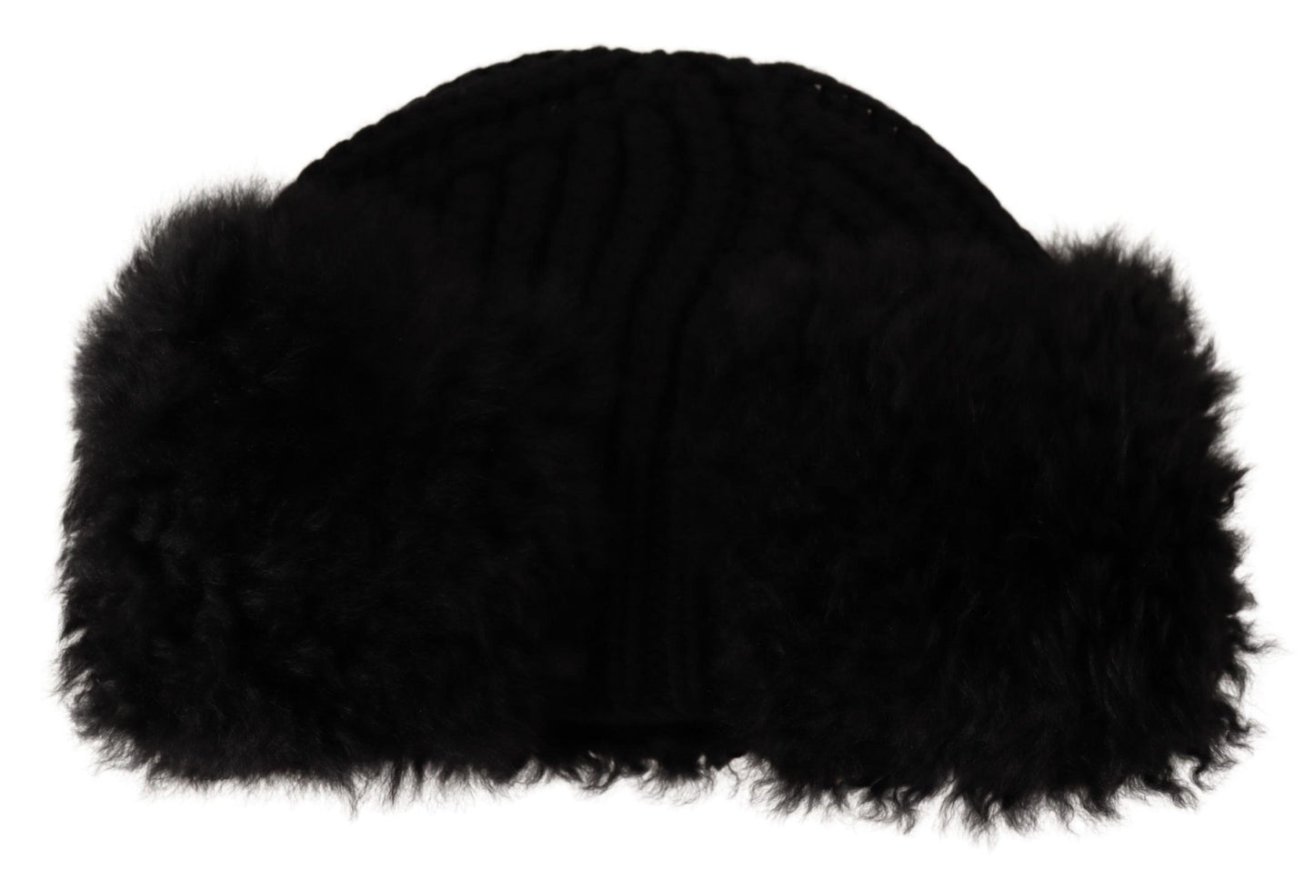 Dolce & Gabbana Black Cashmere Fur Women Beanie Women Hat