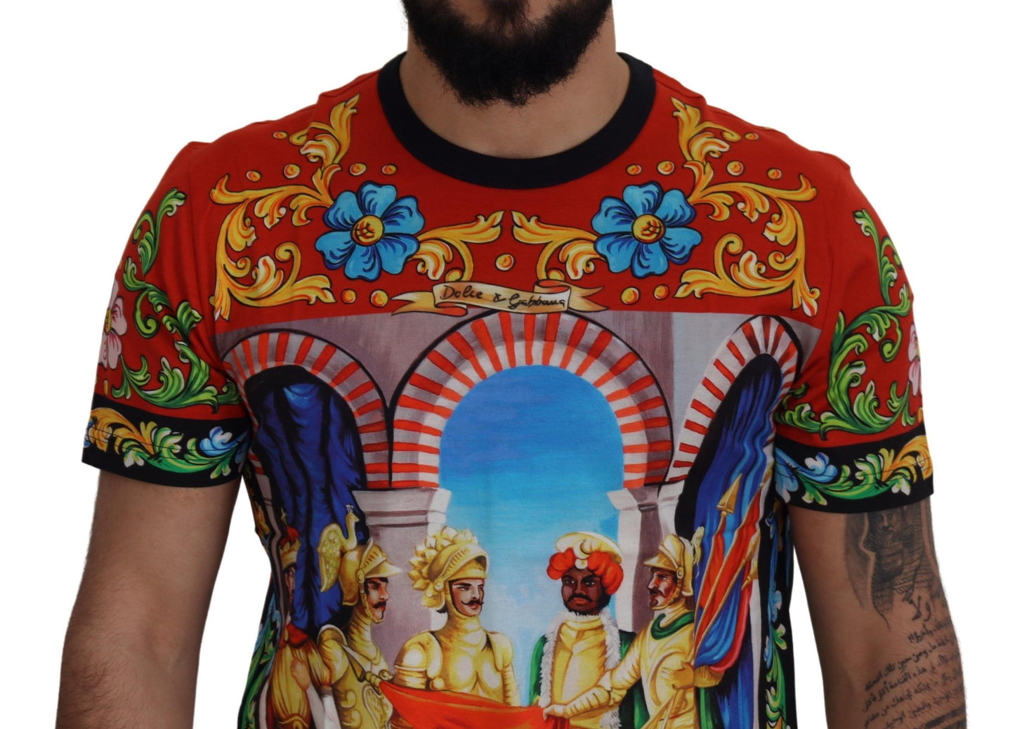 Dolce & Gabbana Multicolor Majolica Print Crewneck Tee