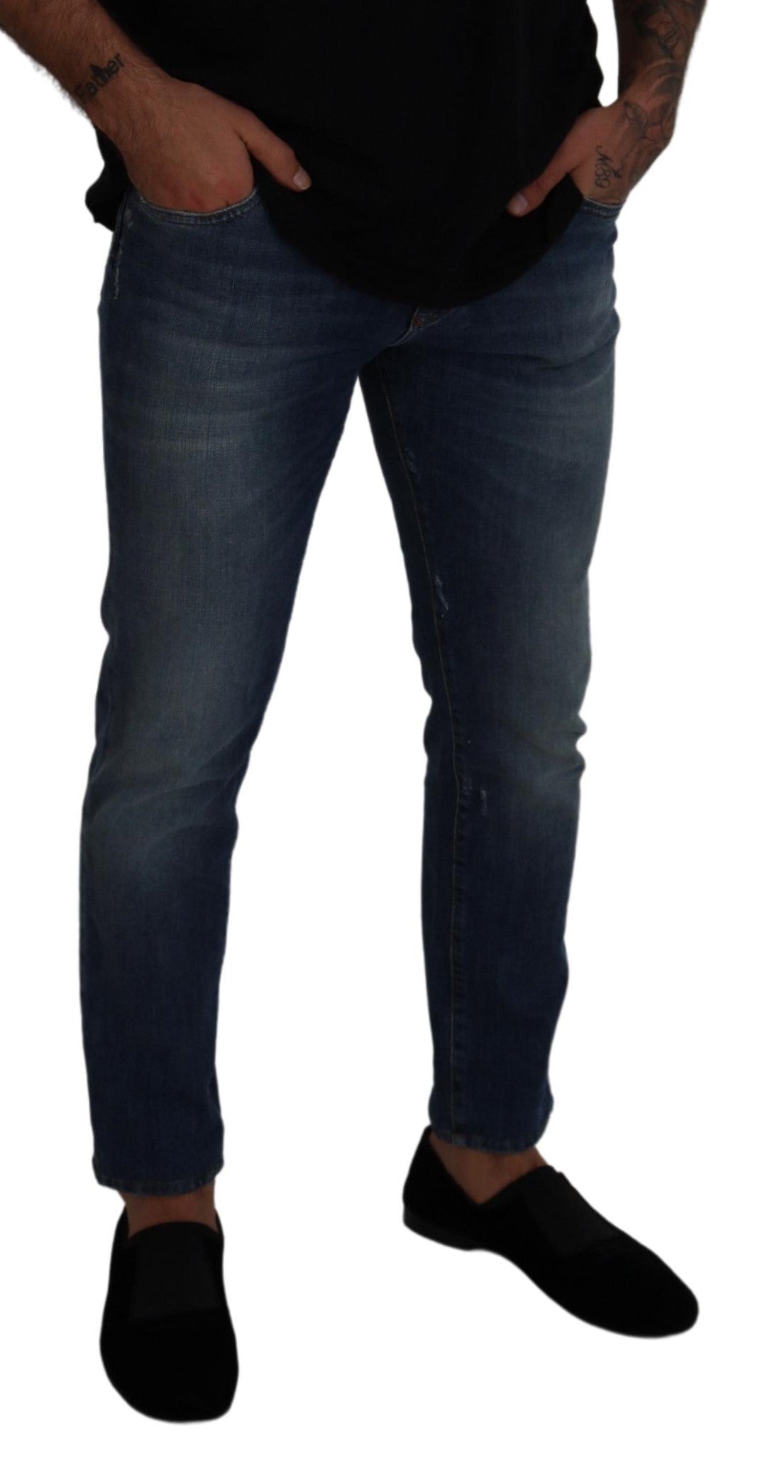 Dolce & Gabbana Elegant Slim-Fit Denim Pants in Blue Washed