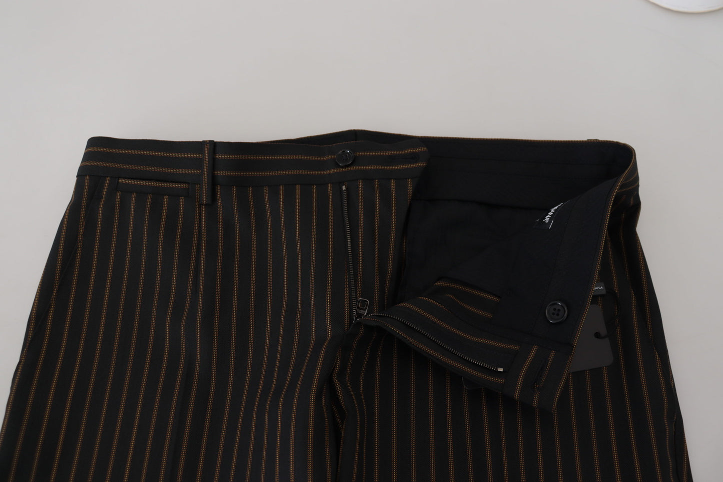 Dolce & Gabbana Black Brown Striped Men Formal Pants