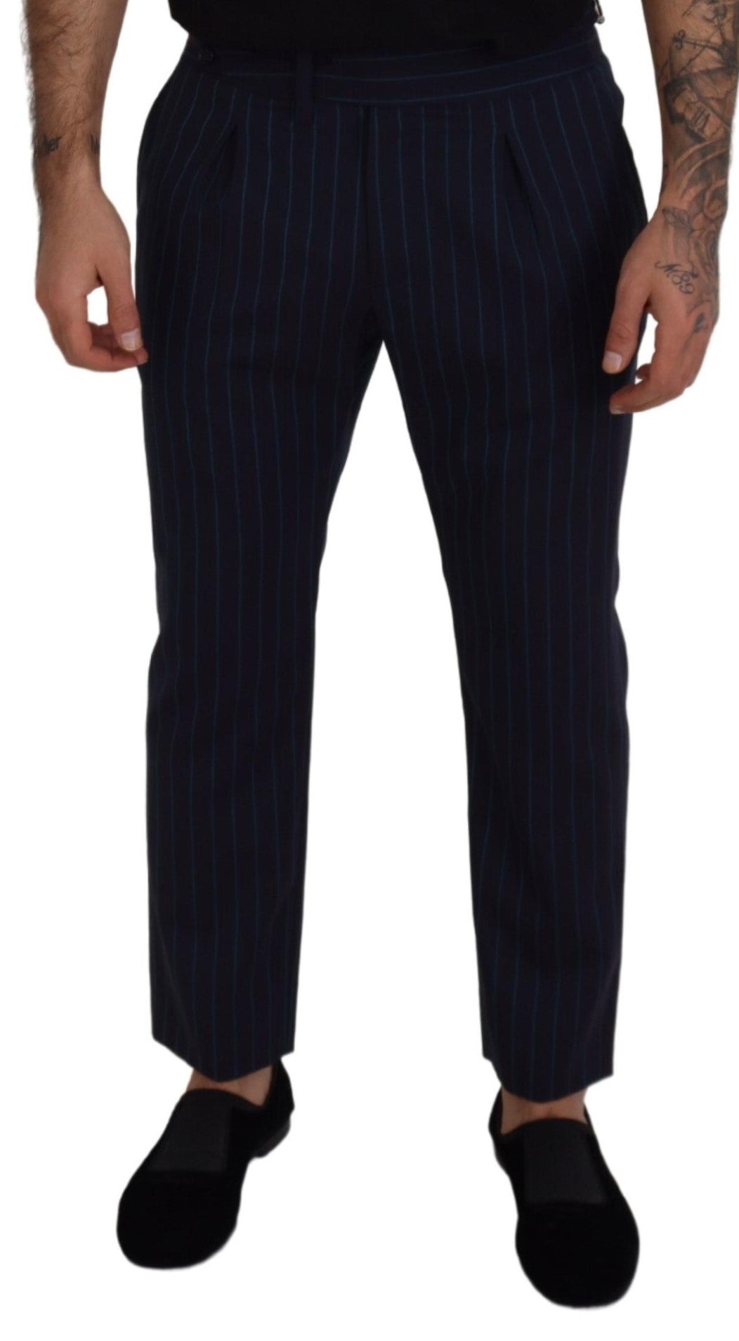 Dolce & Gabbana Blue Striped Men Formal Pants