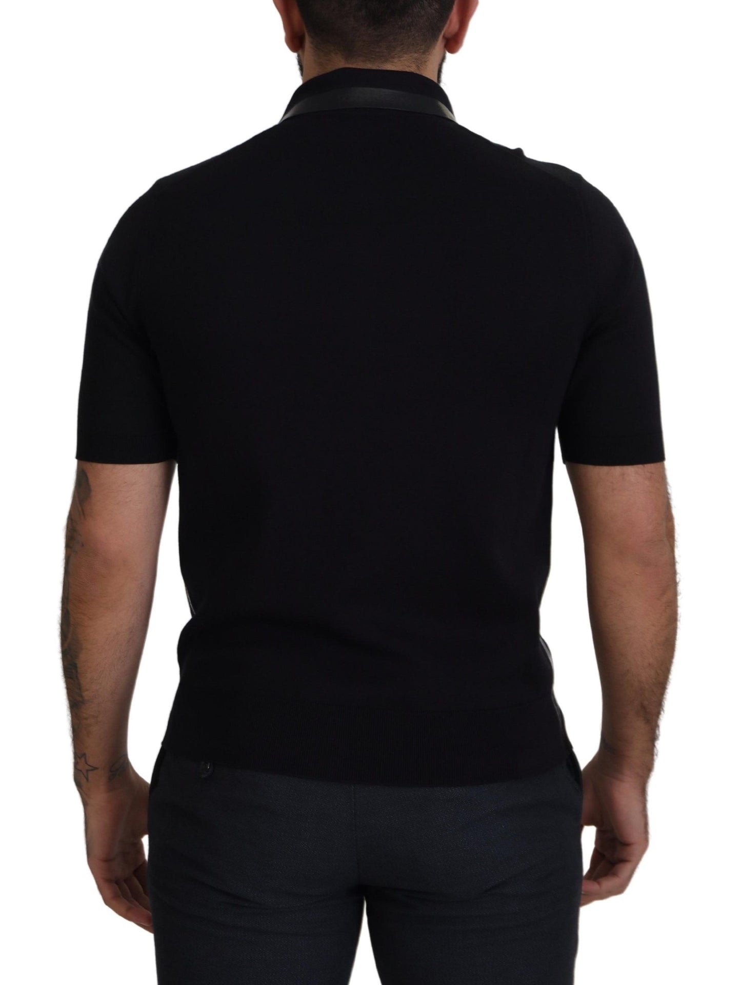 Dolce & Gabbana Black Cotton Silk Polo Shortsleeve T-shirt