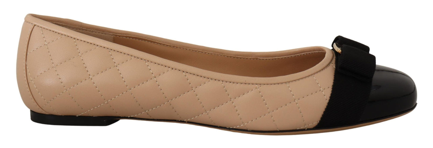 Salvatore Ferragamo Elegant Quilted Leather Flats - Chic Dual-Tone Design