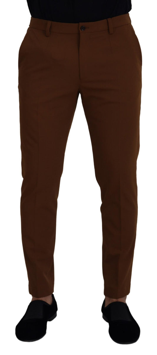 Dolce & Gabbana Brown Wool Chino Skinny Men Pants