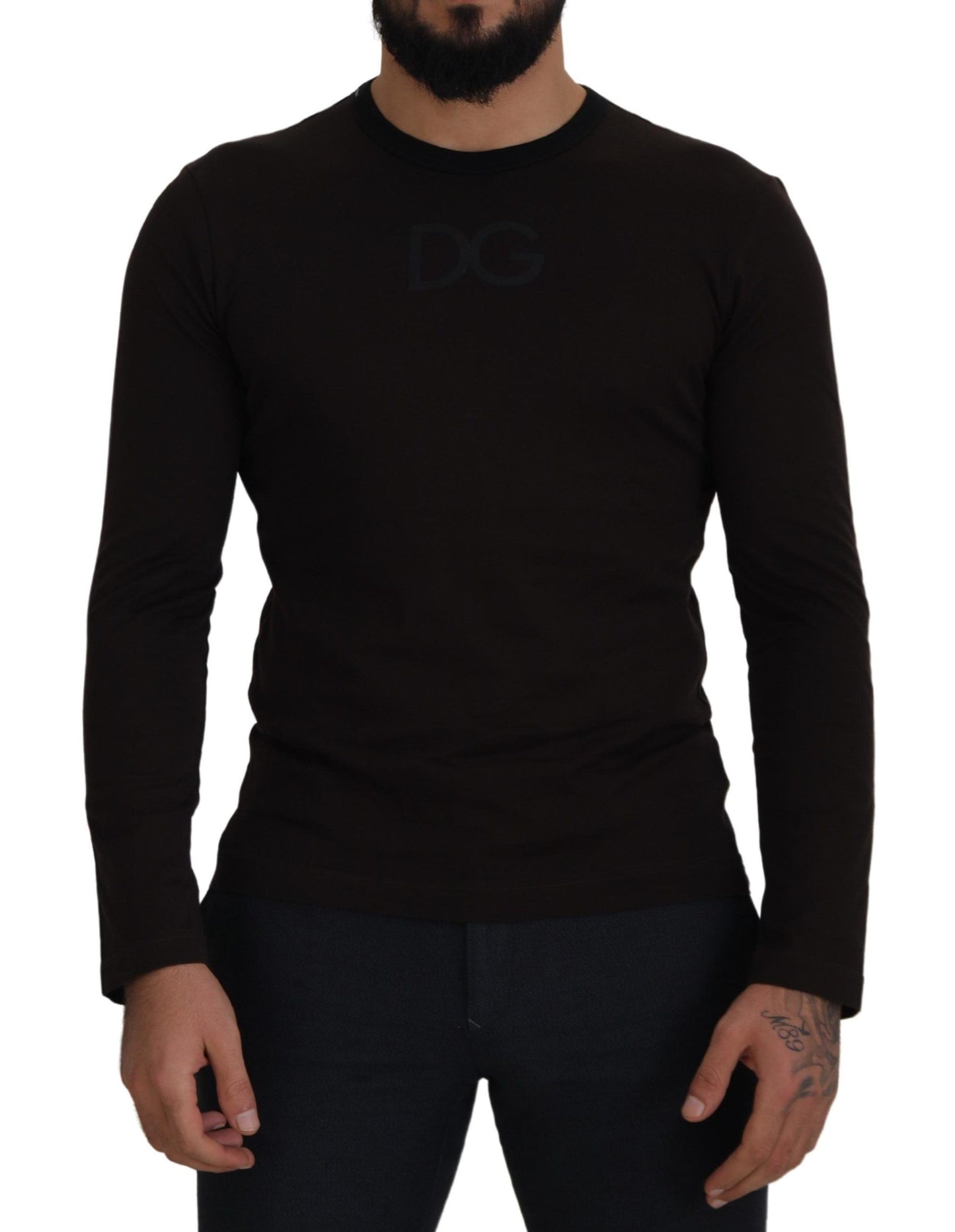 Dolce & Gabbana Elegant Brown Crewneck Cotton Sweater