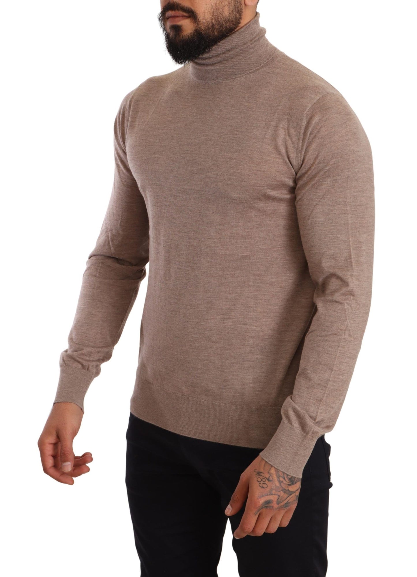 Dolce & Gabbana Brown Cashmere Turtleneck Pullover Sweater