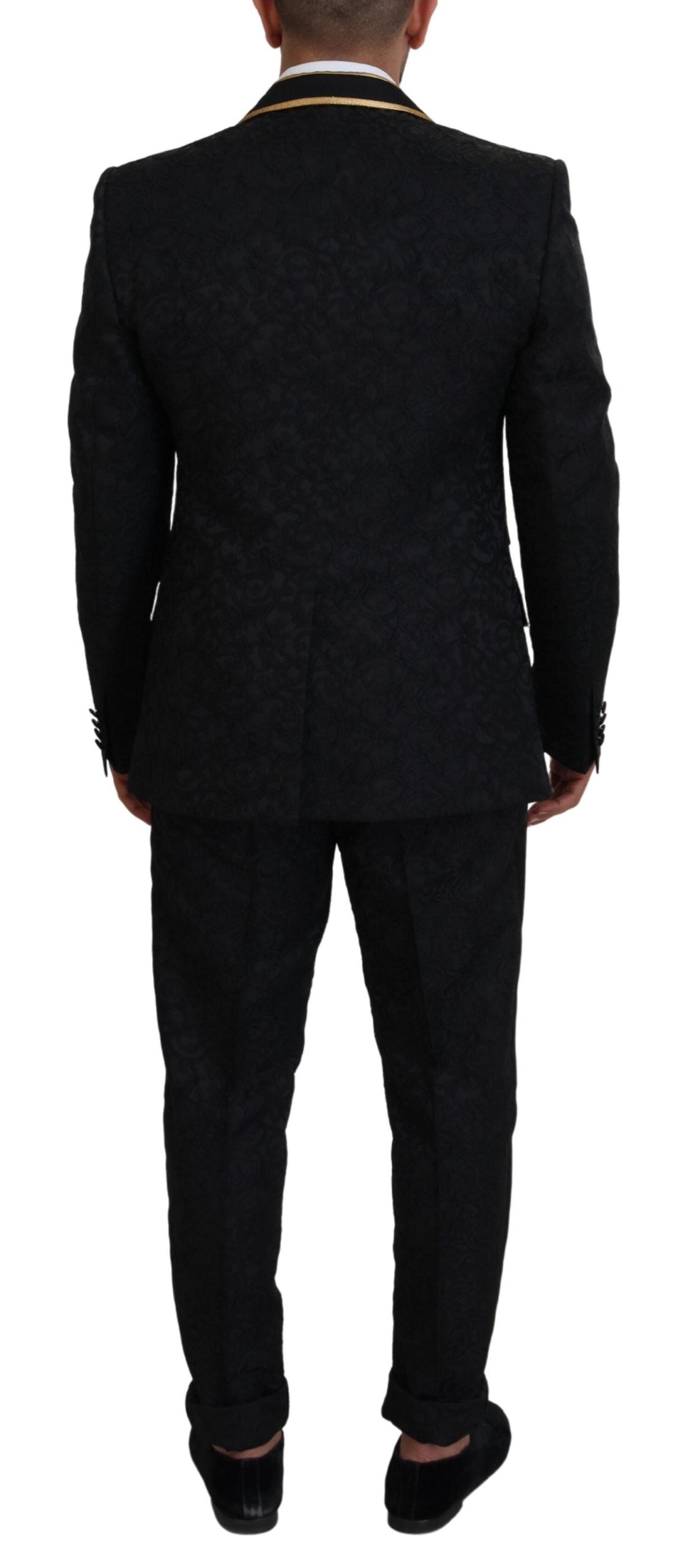 Dolce & Gabbana Elegant Black & Gold Slim Fit 3 Piece Suit