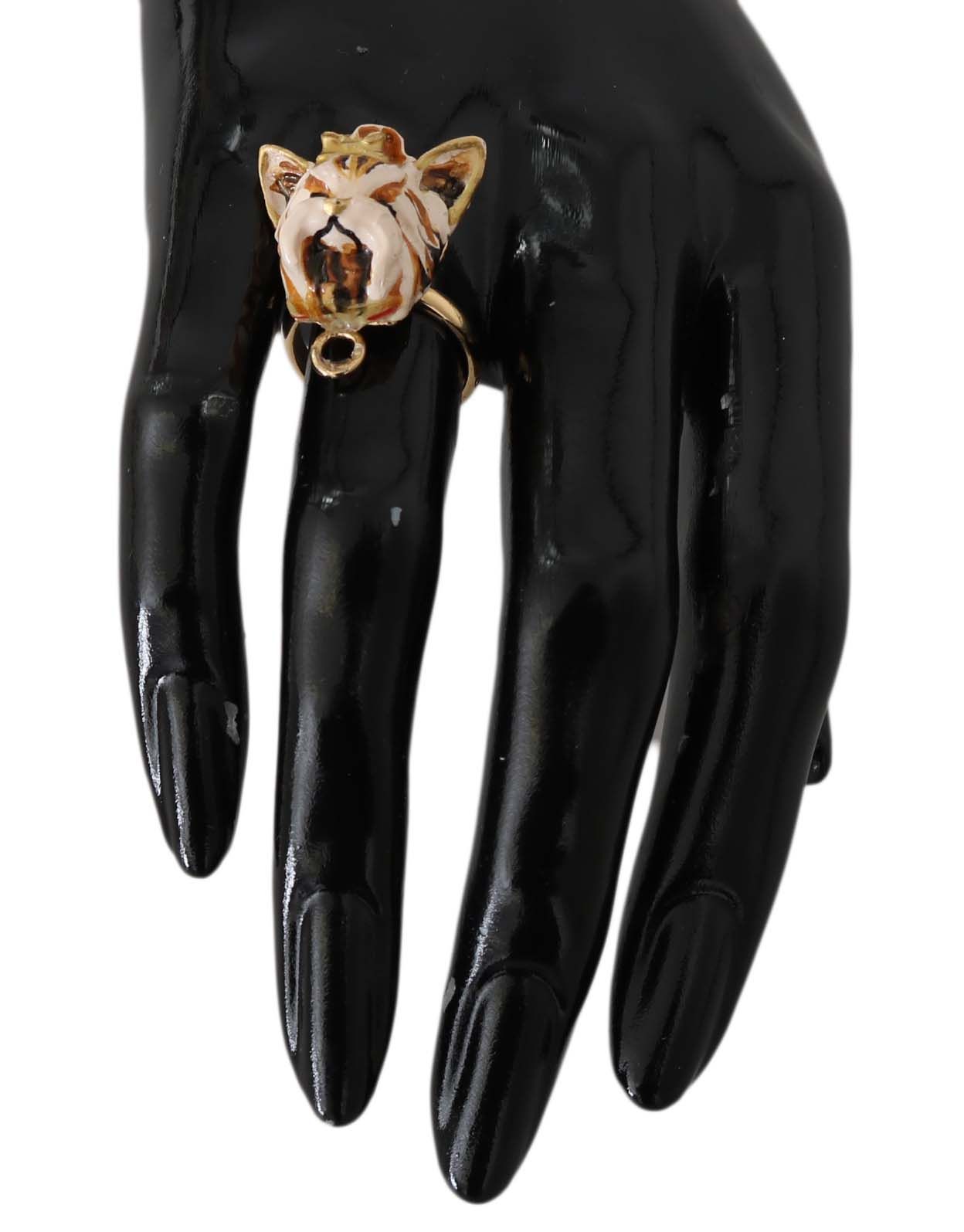 Dolce & Gabbana Glamorous Gold Dog Head Statement Ring