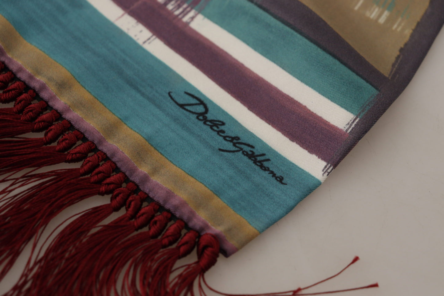 Dolce & Gabbana Multicolor Striped Shwal Fringes Wrap Silk Scarf