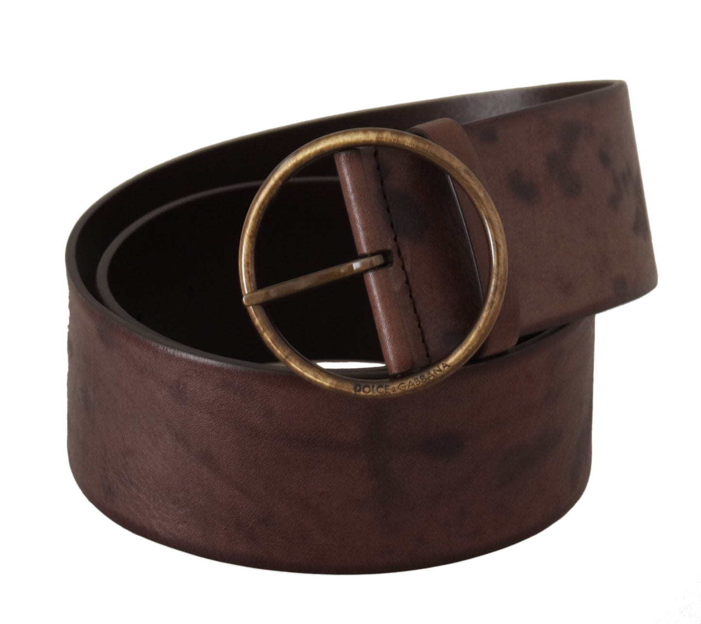 Dolce & Gabbana Elegant Dark Brown Leather Belt with Logo Buckle