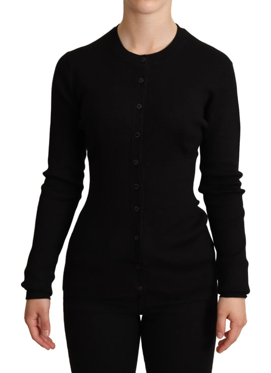 Dolce & Gabbana Elegant Black Silk Cashmere Cardigan