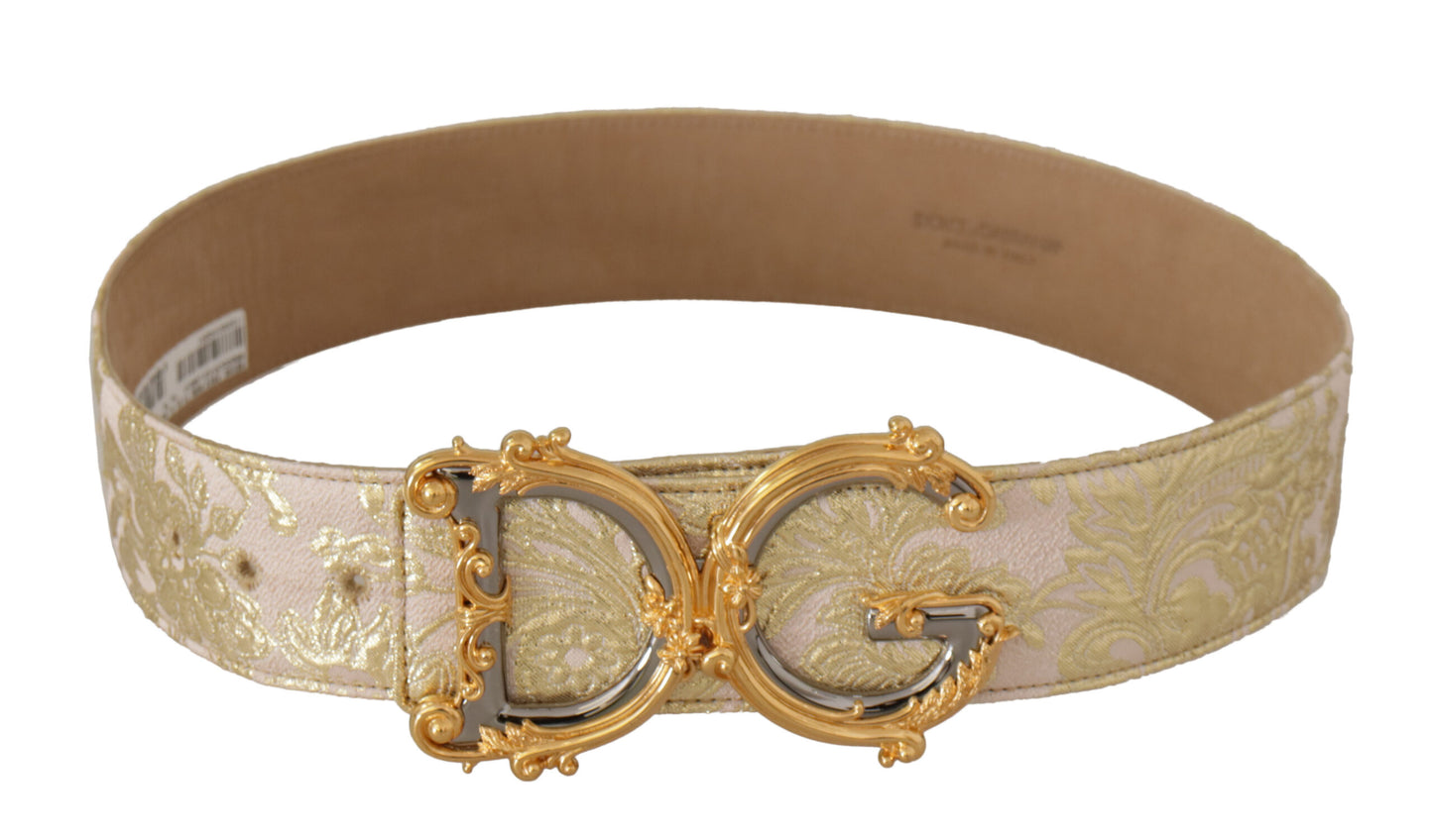 Dolce & Gabbana Elegant Gold and Pink Leather Belt