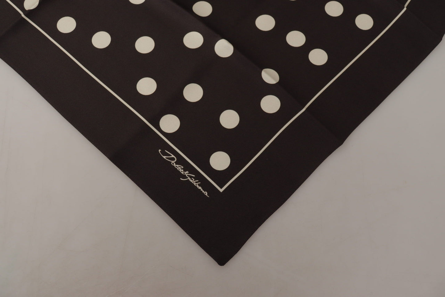 Dolce & Gabbana Black Silk Dotted Square Bandana Handkerchief Scarf