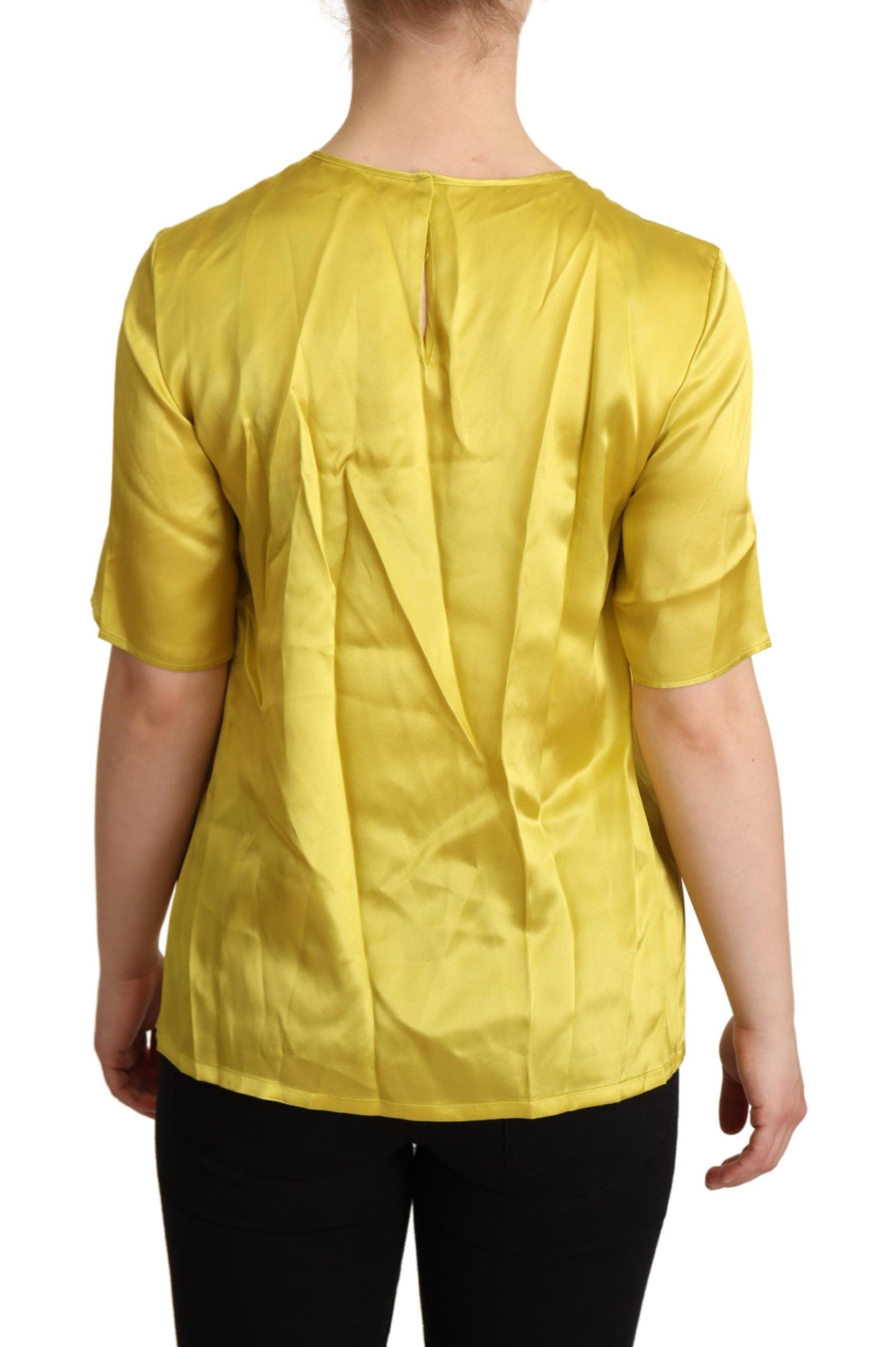 Dolce & Gabbana Yellow Silk Short Sleeve Blouse T-shirt