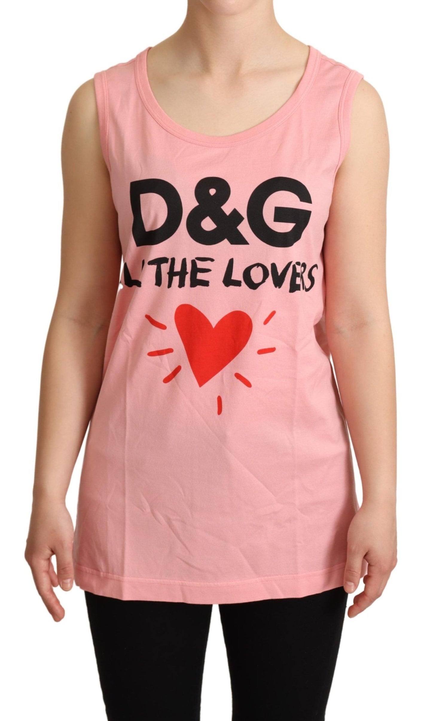 Dolce & Gabbana Chic Pink Motive Print Crewneck Tee