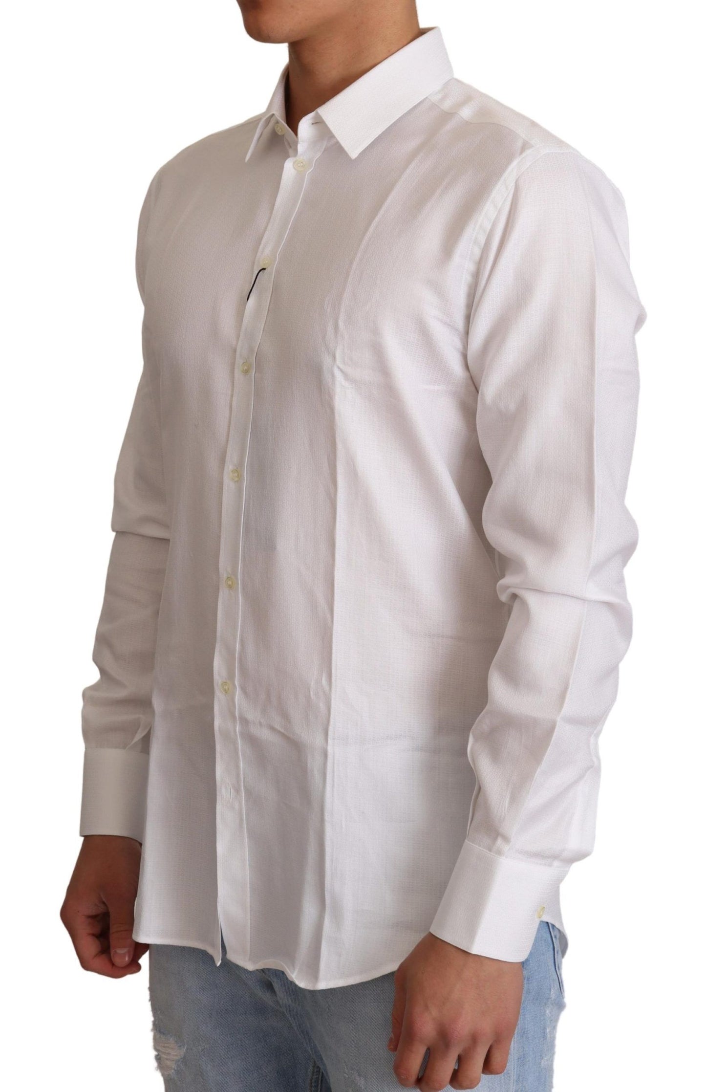 Dolce & Gabbana White Cotton Dress Formal MARTINI Shirt