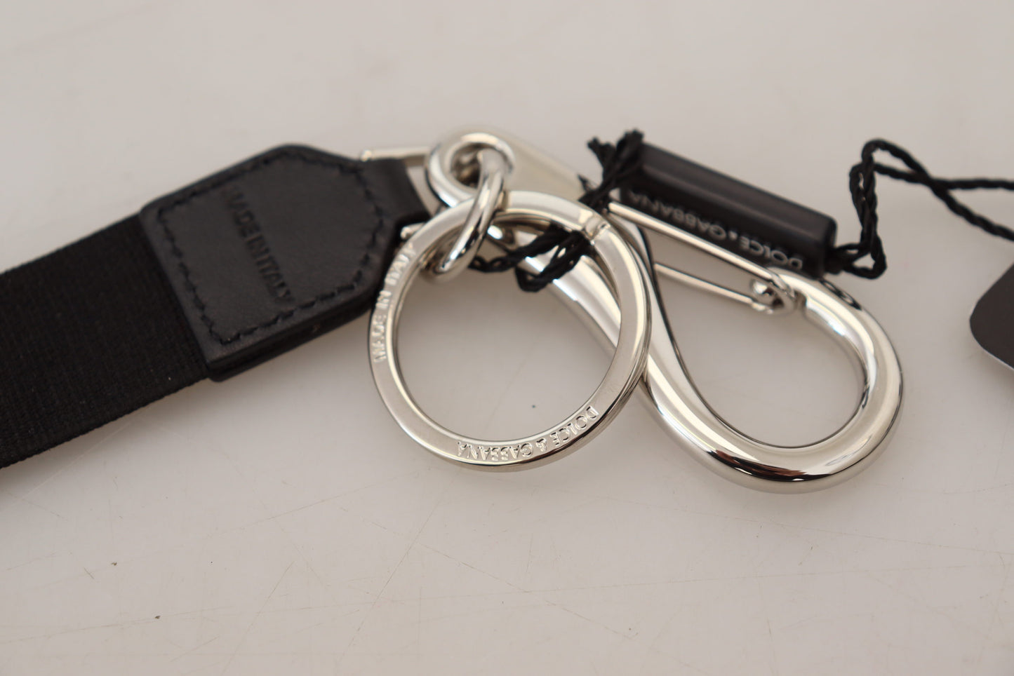 Dolce & Gabbana Elegant Black Charm Keychain with Brass Accents