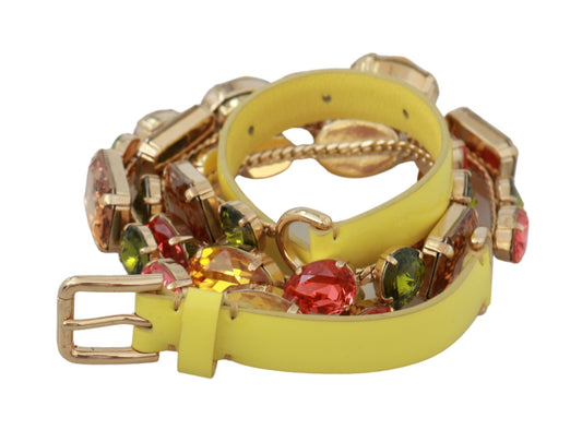 Dolce &Gabbana Geel Goud Multicolor Kristallen Taille Riem