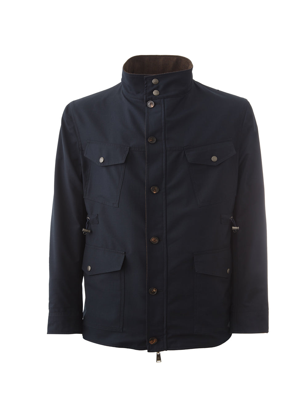 Lardini Elegant Reversible Blue-Brown Wool Jacket