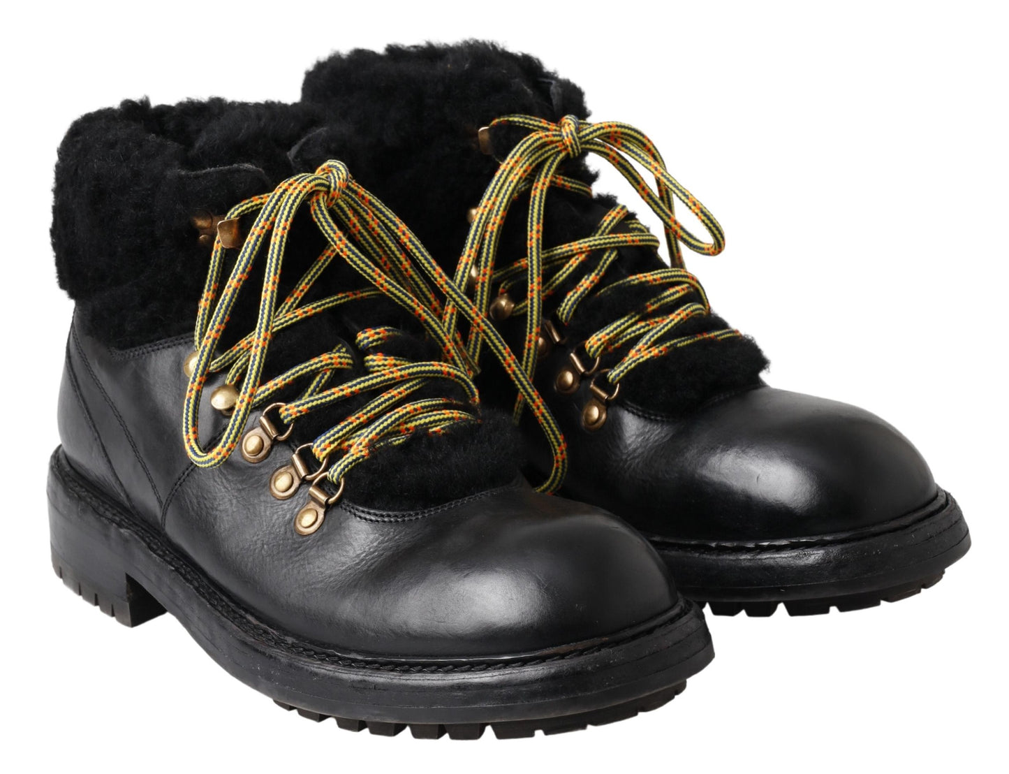 Dolce & Gabbana Elegant Shearling Style Men's Leather Boots