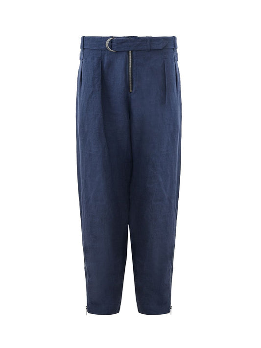 Emporio Armani Chic Oversize Linen Denim Effect Trousers